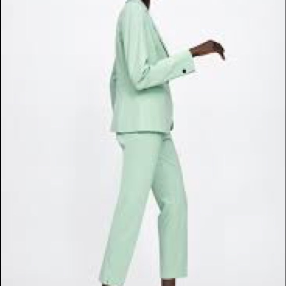 Zara Jackets & Coats Zara Sage Green Blazer Suit Set Poshmark